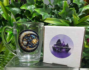 Clear Glass Coffee Mug - “Moon Girl” Design O