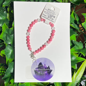 Pink Calcite + Quartz Natural Crystal Wristlet