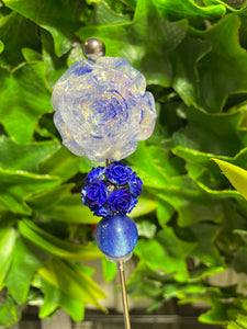 Blue Luminous Resin Flower Glitter Poker